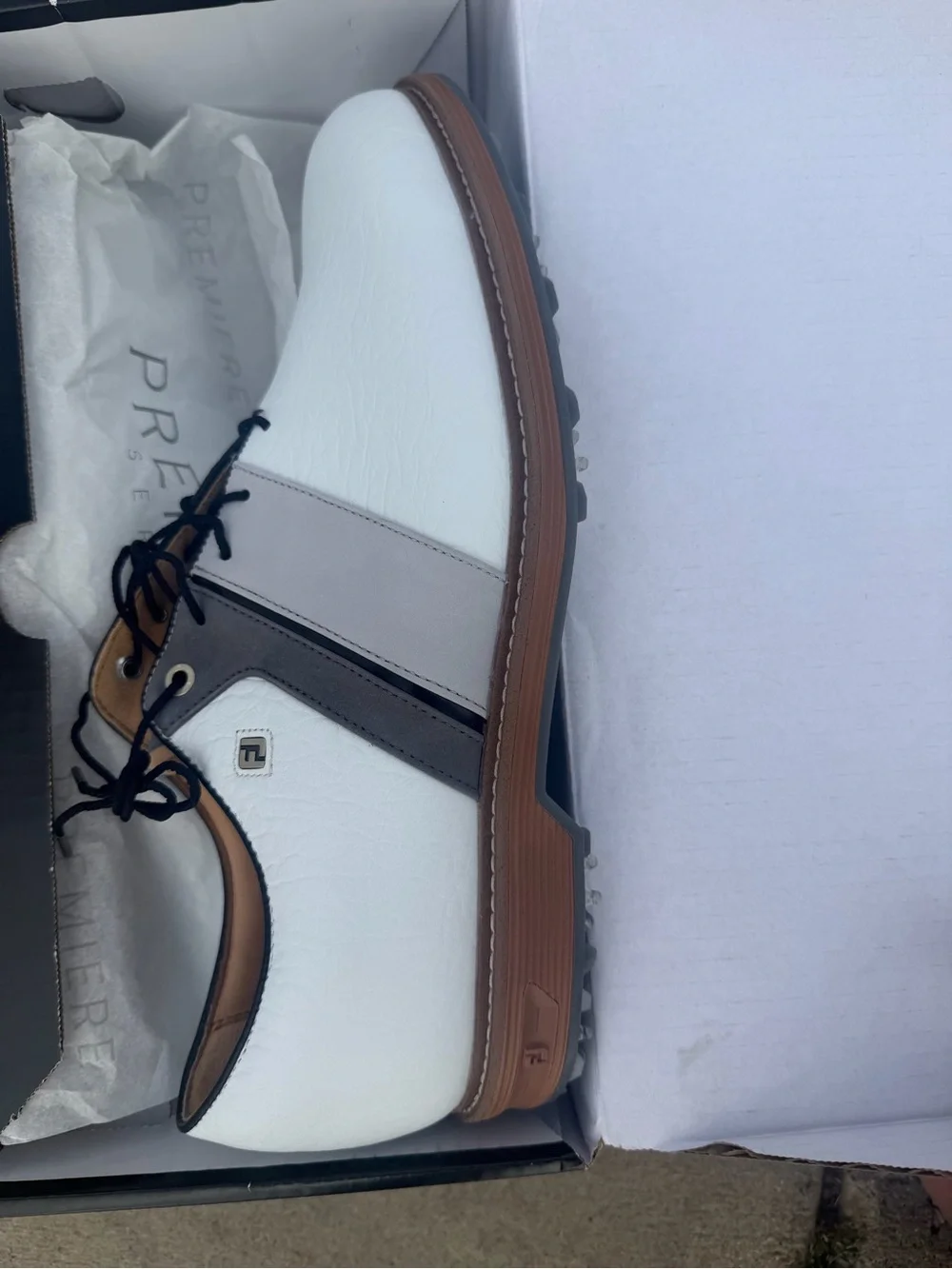 FootJoy White Gray and Brown Men's Oxford Golf Shoes Size 13